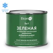 ГРУНТ-ЭМАЛЬ. 3 в 1. ЗЕЛЕНАЯ матовая. По ржавчине. 0,4 КГ. Элкон